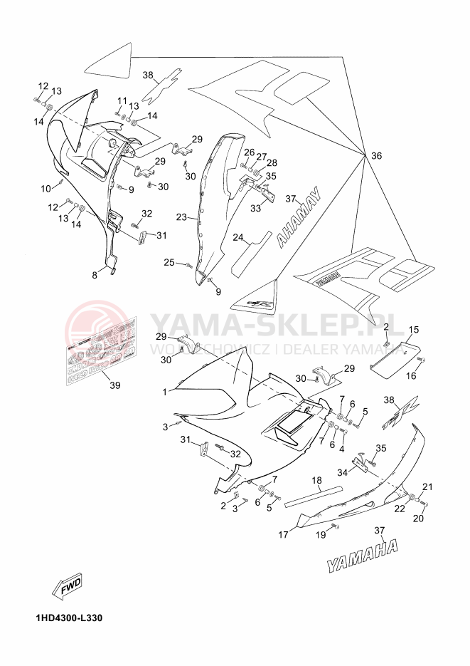 Schemat "elementy nadwozia" do Yamaha TZR 50 WGP50