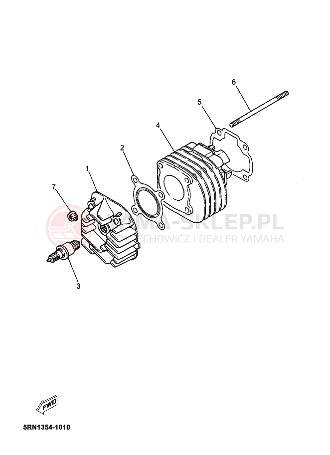 Schemat "cylinder" do Yamaha OVETTO 50