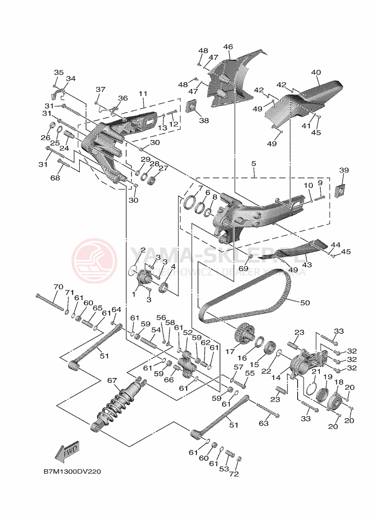 Schemat "wahacz, zawieszenie tył" do Yamaha TMAX TECH MAX