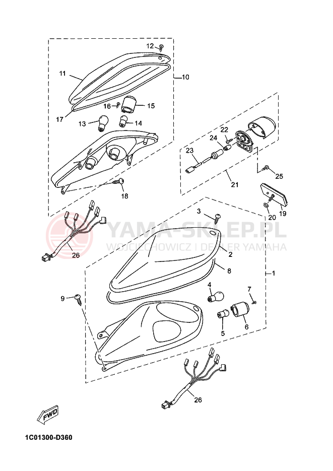 Schemat "Oświetlenie tył" do Yamaha XMAX 125