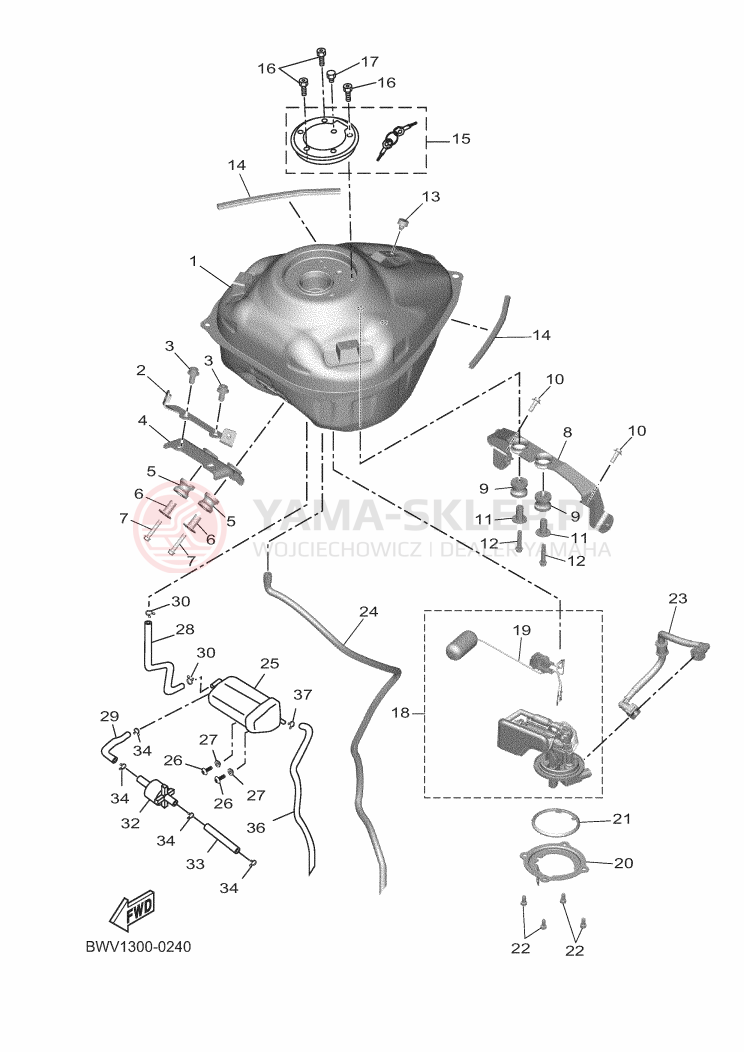 Schemat "zbiornik paliwa" do Yamaha XSR125 LEGACY