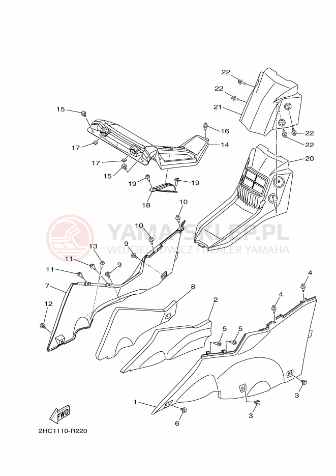Schemat "Pokrywa boczna" do Yamaha YXZ1000R SS