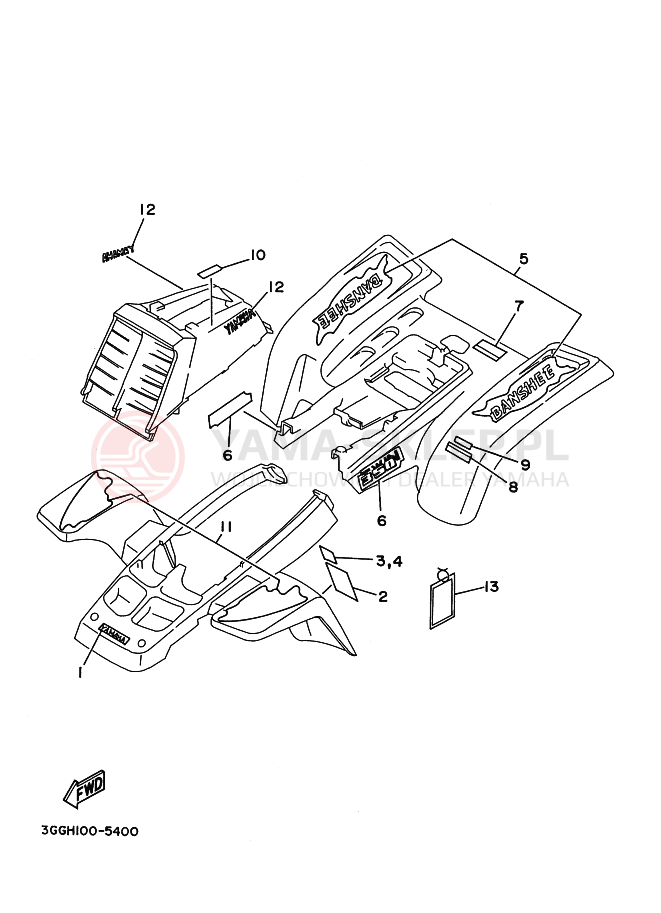 Schemat "naklejki" do Yamaha YFZ350
