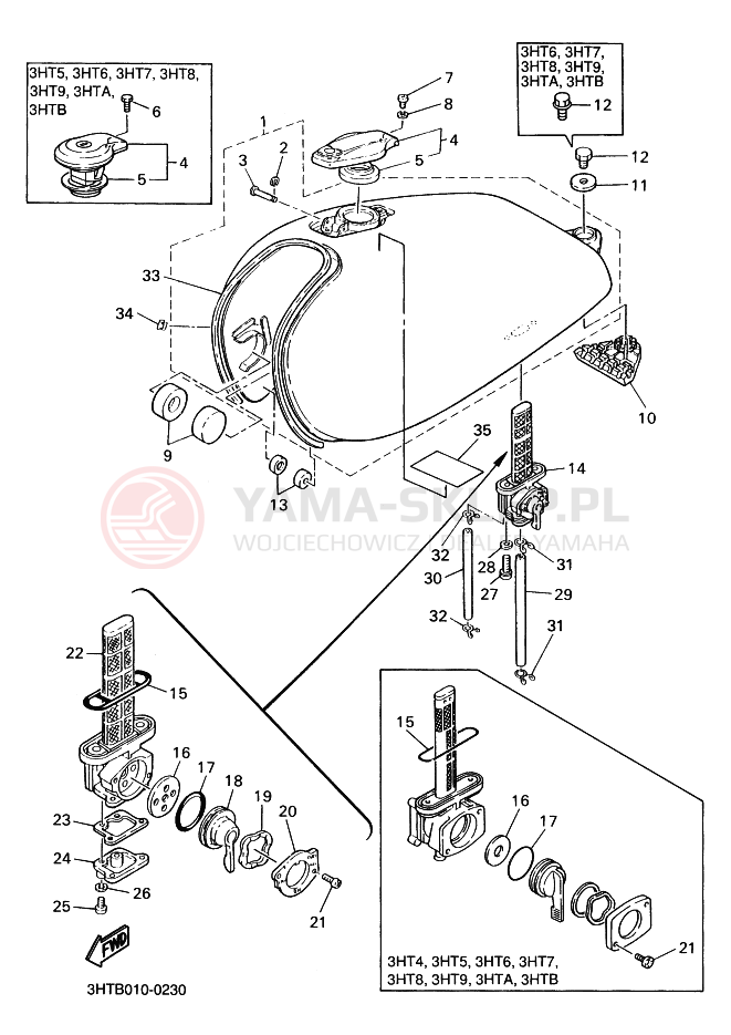 Schemat "zbiornik paliwa" do Yamaha SR400
