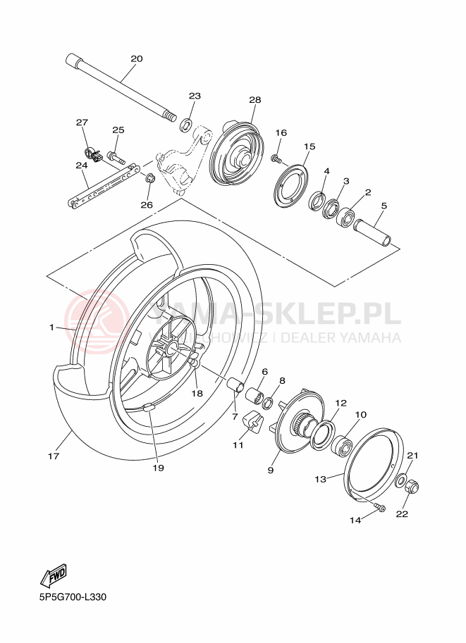 Schemat "Koło tył" do Yamaha FJR1300A