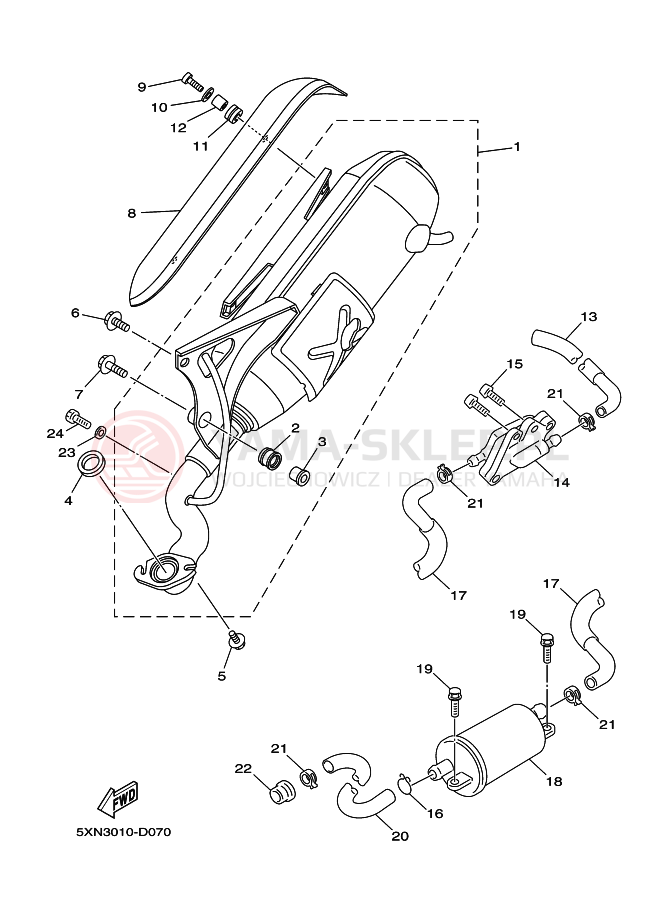 Schemat "Wydech końcowy" do Yamaha YL50