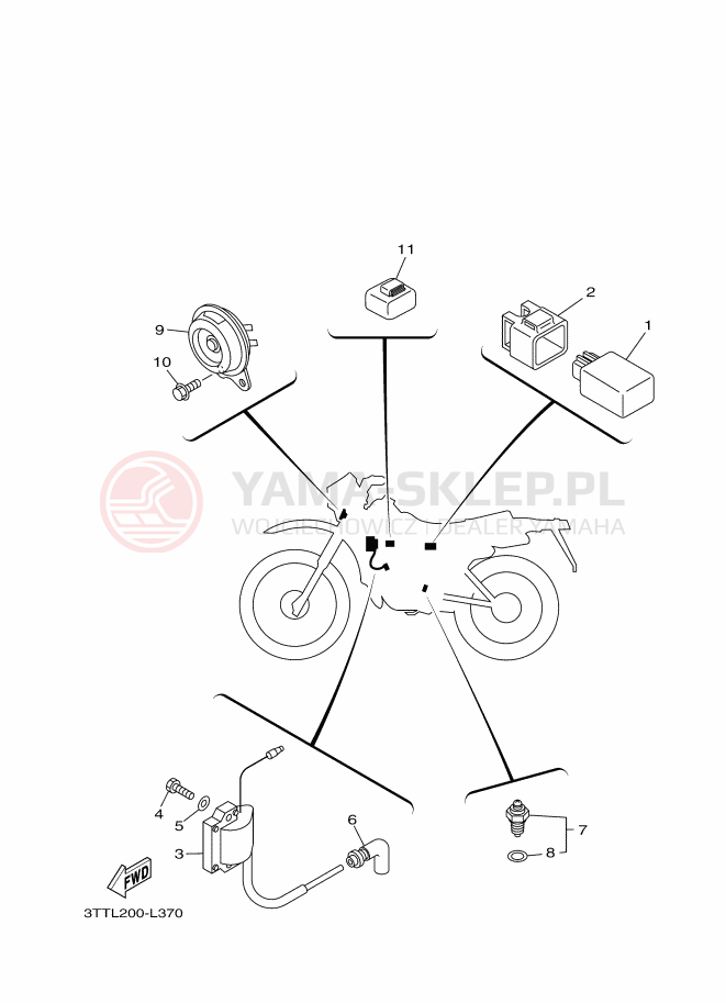 Schemat "układ elektryczny" do Yamaha DT125