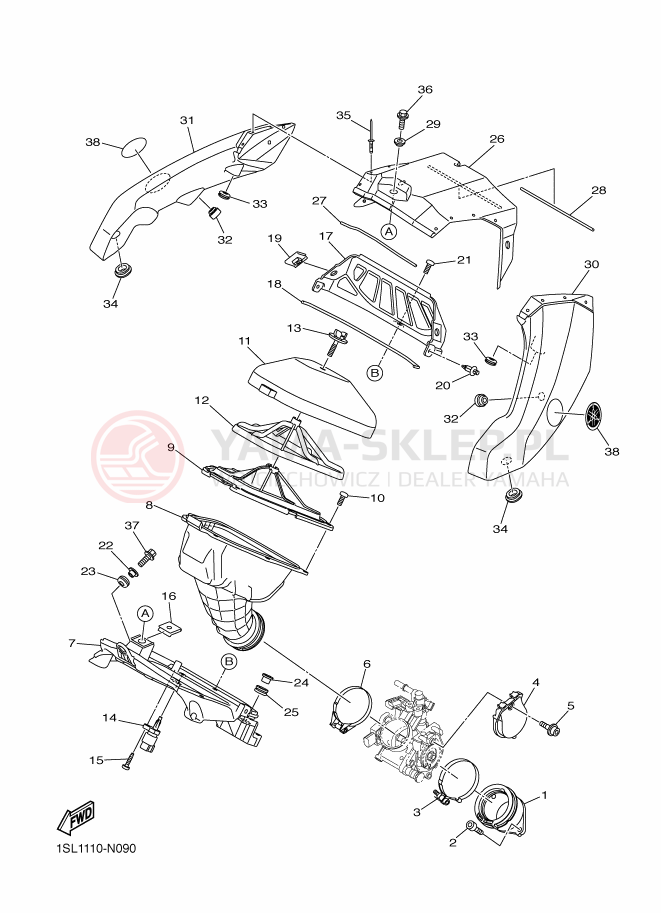 Schemat "Wtrysk paliwa" do Yamaha YZ450F