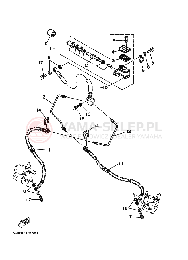 Schemat "Pompa hamulcowa przednia" do Yamaha WARRIOR