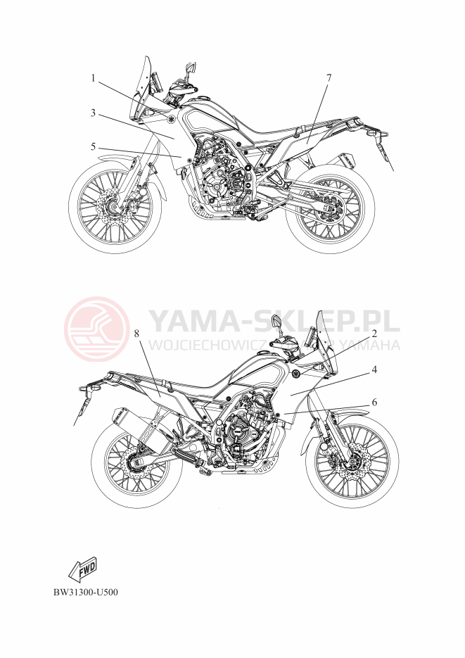 Schemat "naklejki" do Yamaha TENERE 700