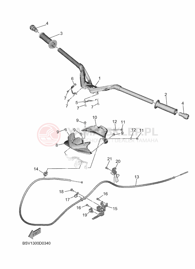 Schemat "Kierownica i osprzęt" do Yamaha TMAX