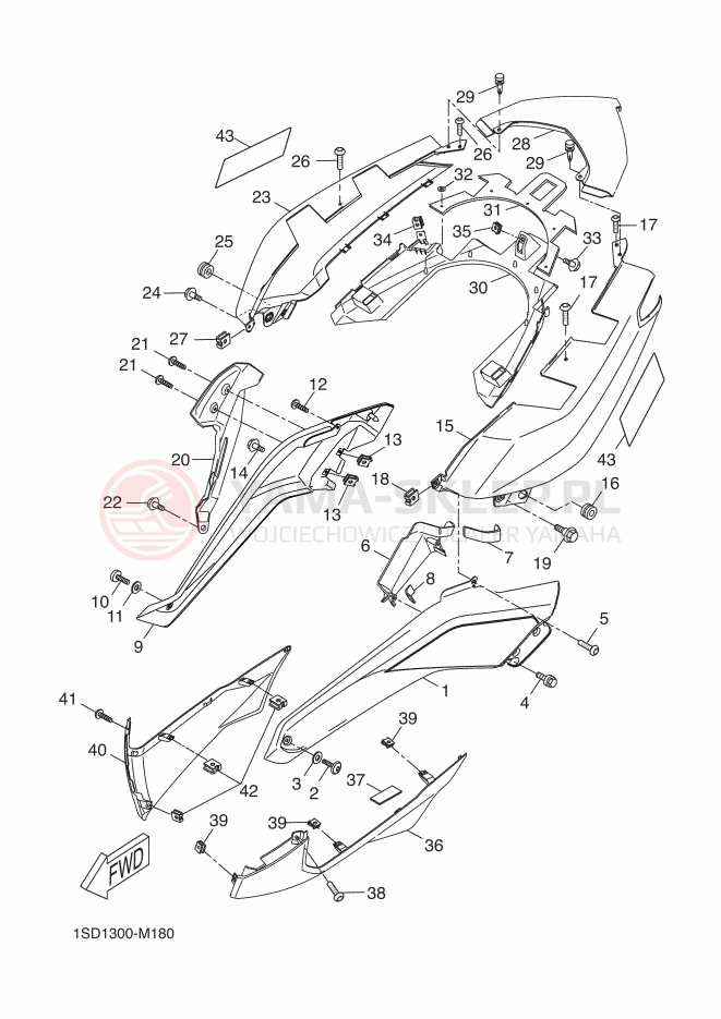 Schemat "Pokrywa boczna" do Yamaha X-MAX 400 ABS