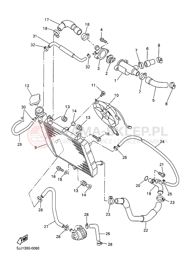Schemat "Układ chlodzenia" do Yamaha YZF-R1 R1