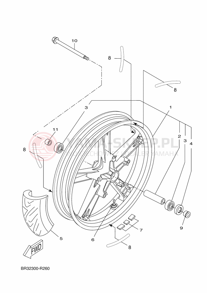 Schemat "Koło przód" do Yamaha MT-125
