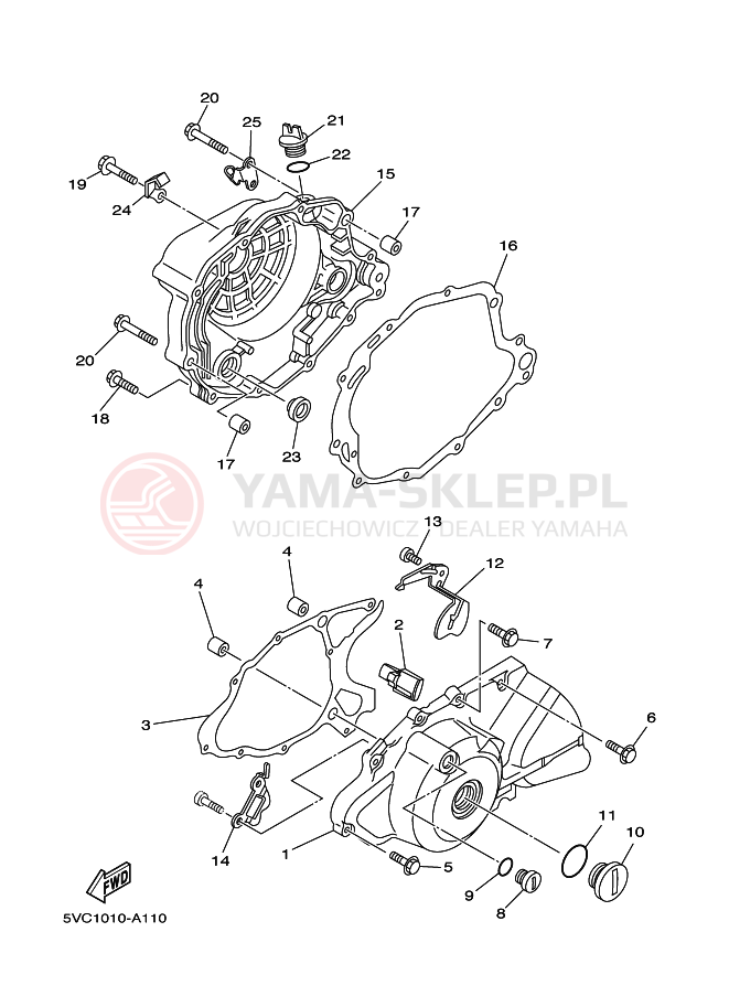 Schemat "Pokrywa silnika" do Yamaha TW225E