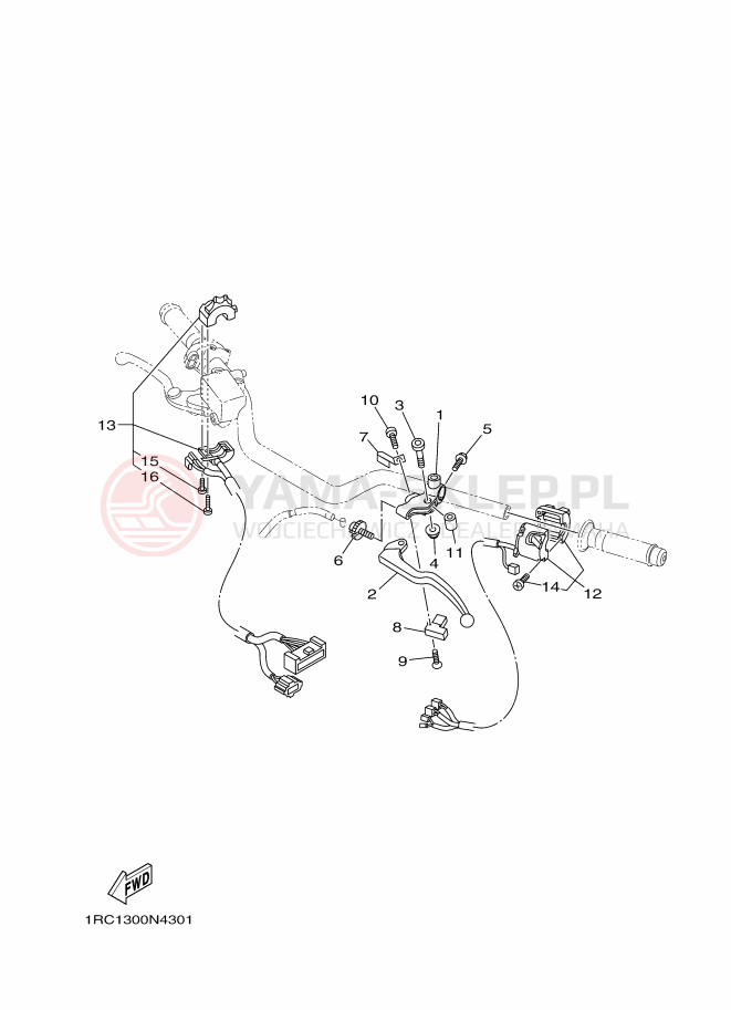 Schemat "Kierownica i osprzęt" do Yamaha MT09A
