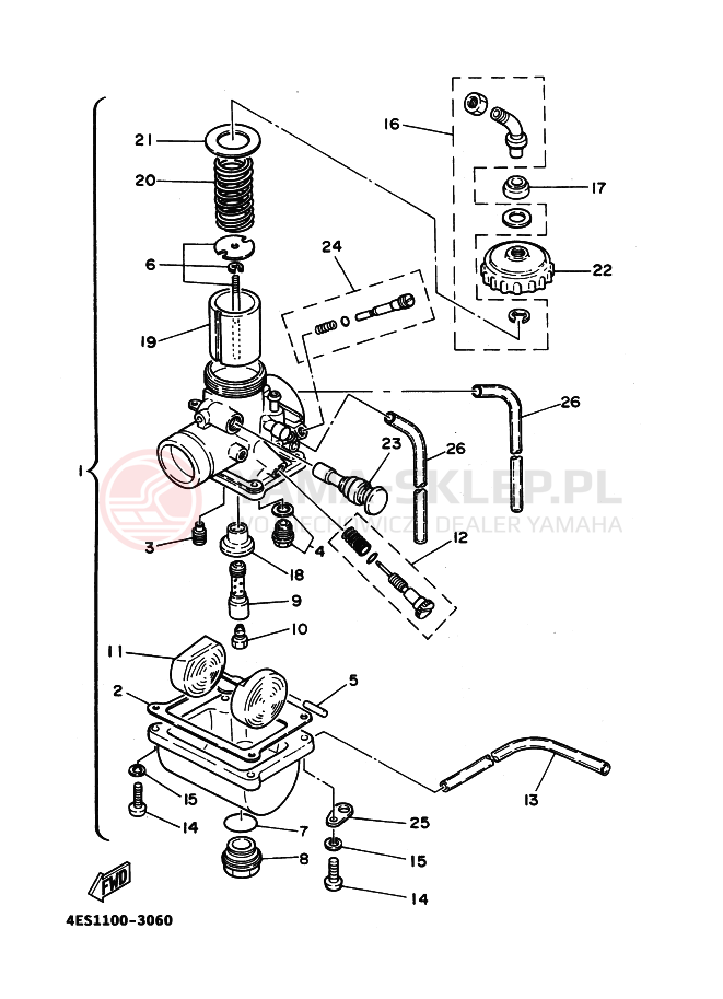 Schemat "Gaźnik" do Yamaha YZ80