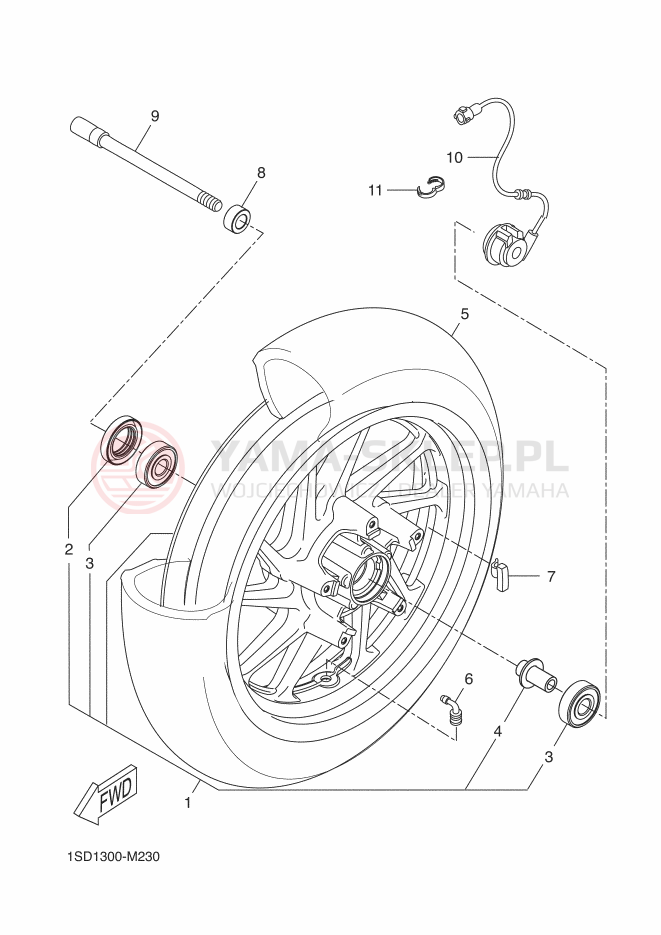 Schemat "Koło przód" do Yamaha X-MAX 400