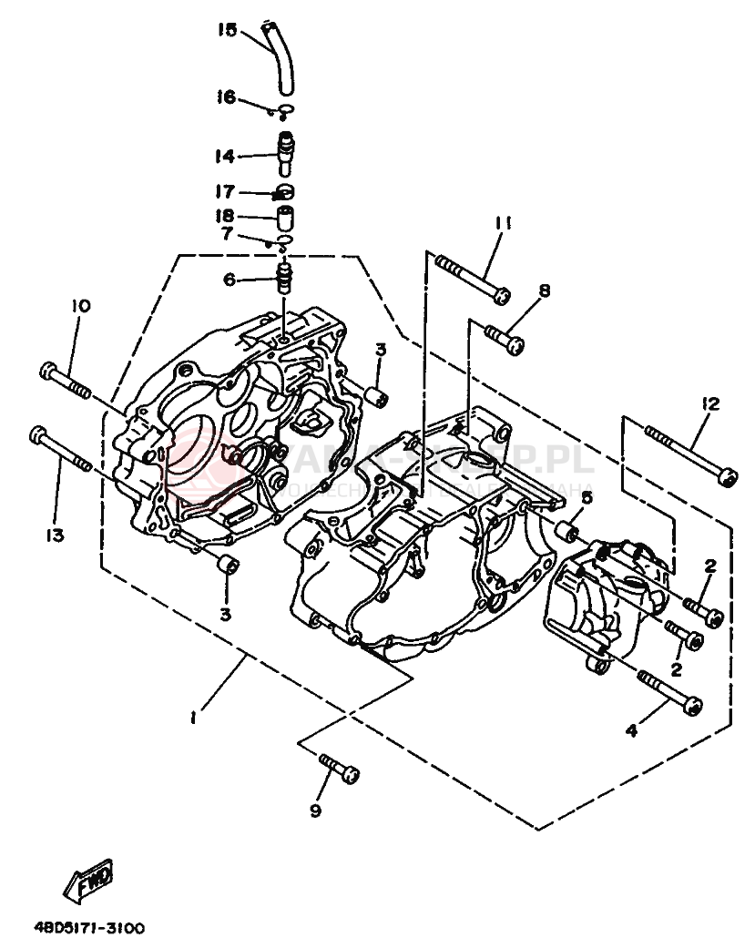 Schemat "Obudowa silnika" do Yamaha YFB250