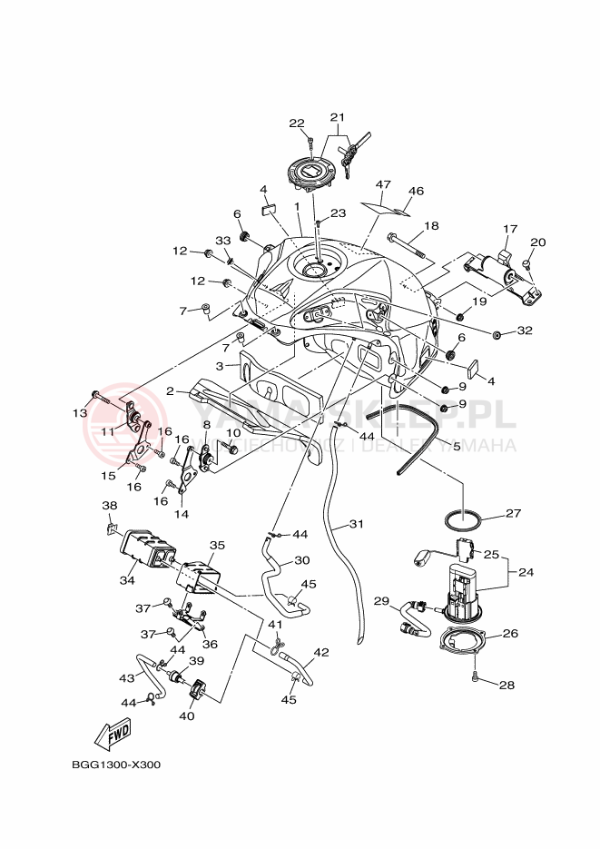 Schemat "zbiornik paliwa" do Yamaha MT-10 SP