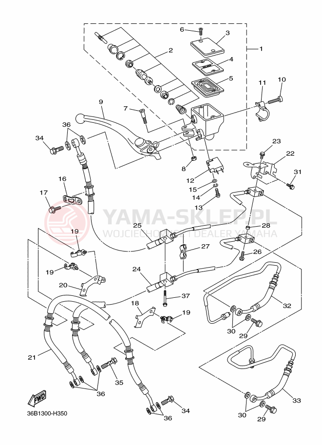 Schemat "Pompa hamulcowa przednia" do Yamaha XJ6
