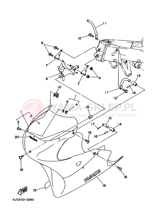Schemat "Obudowa silnika" do Yamaha TZ125
