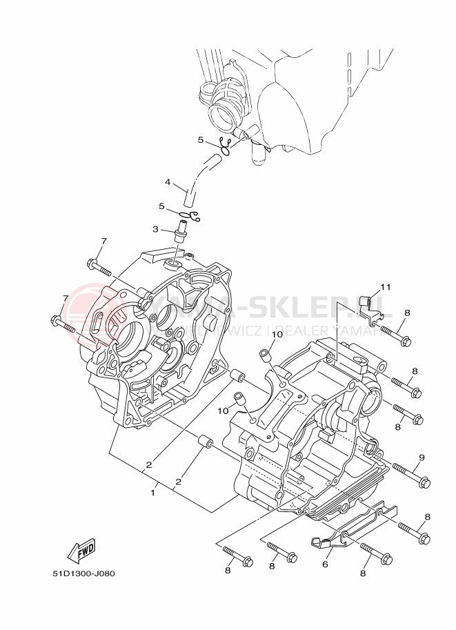 Schemat "Pokrywa silnika" do Yamaha YBR125ED