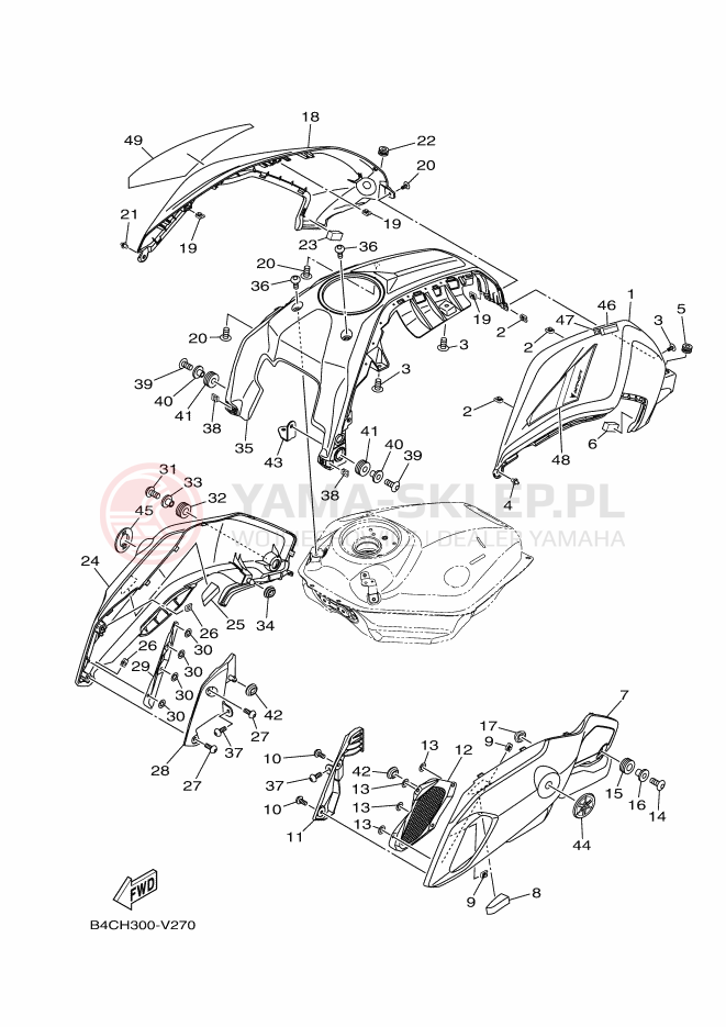 Schemat "zbiornik paliwa" do Yamaha MT-07 ABS