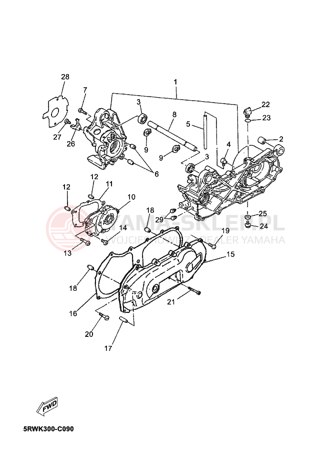 Schemat "Obudowa silnika" do Yamaha JOG R