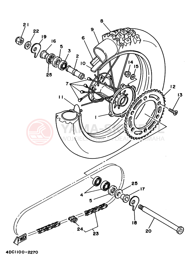 Schemat "Koło tył" do Yamaha WR250Z WR250ZD