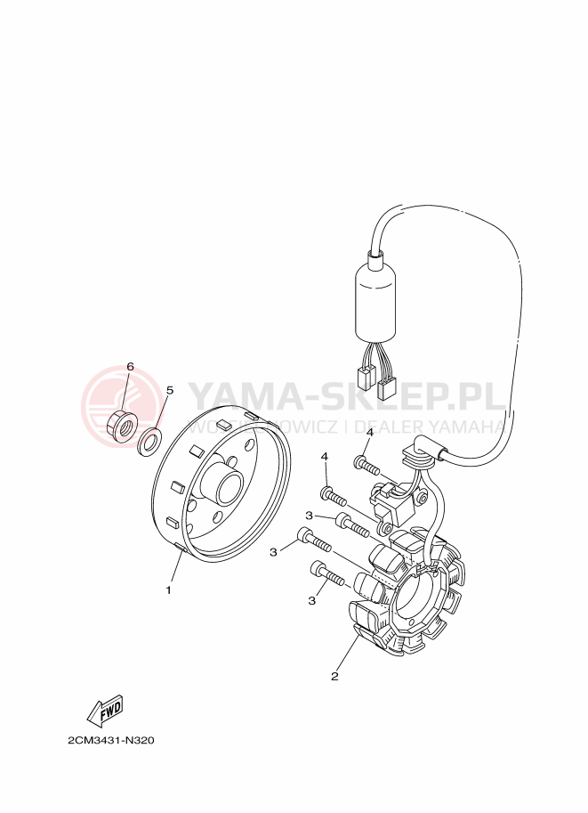 Schemat "prądnica" do Yamaha TRICITY 125