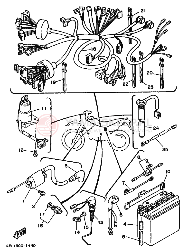 Schemat "układ elektryczny" do Yamaha DT125RE