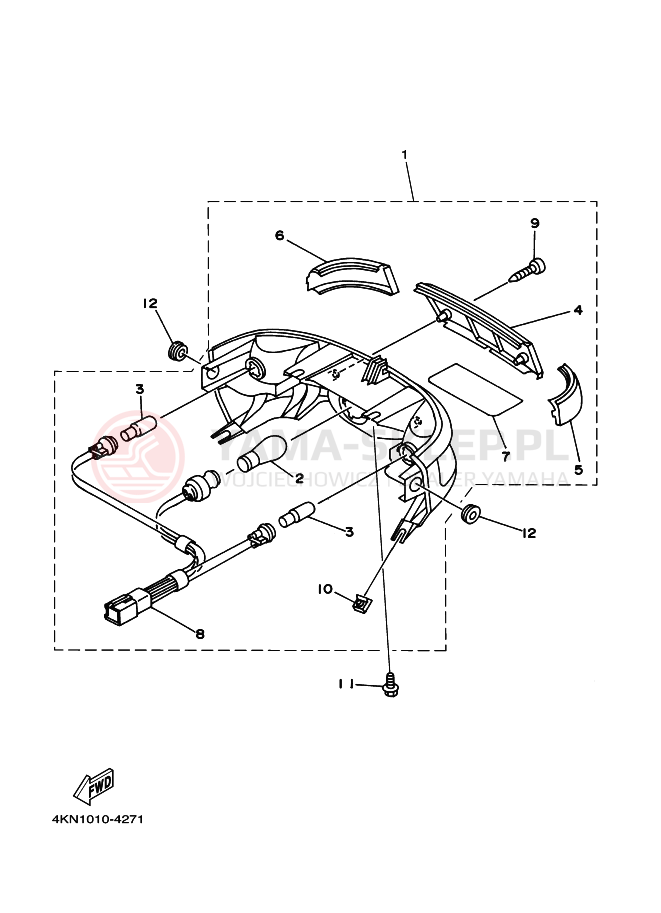 Schemat "Oświetlenie tył" do Yamaha BA50N GEAR