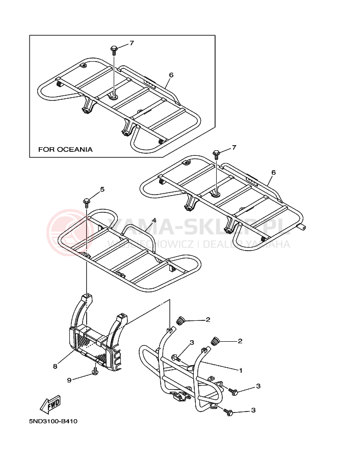 Schemat "osłona / stelaż" do Yamaha KODIAK 4WD