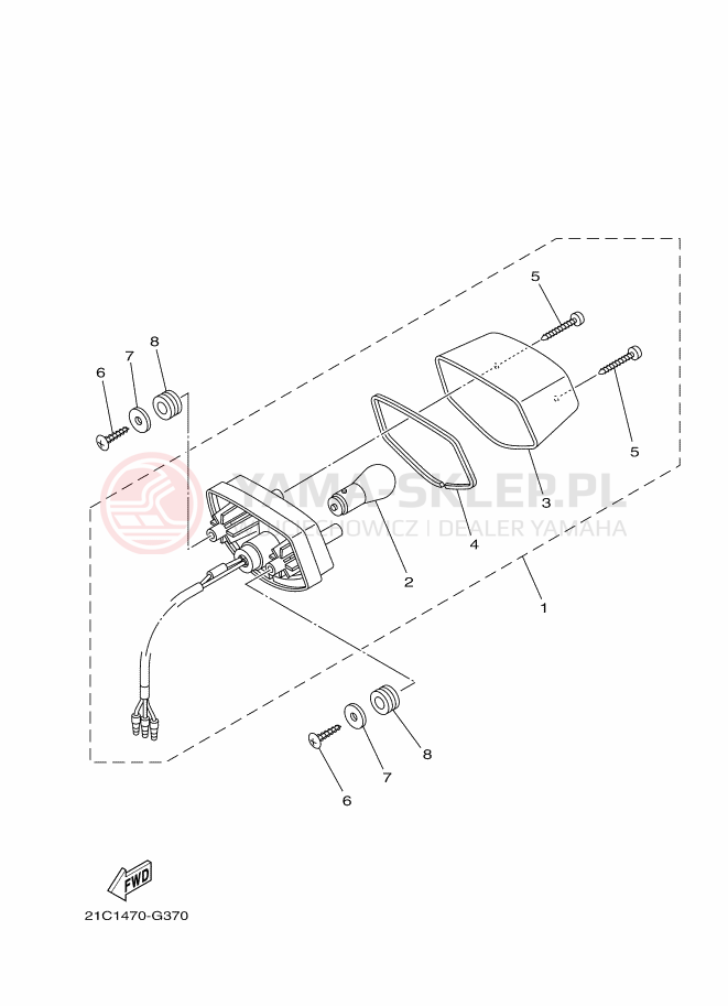 Schemat "lampa tył" do Yamaha FZ16