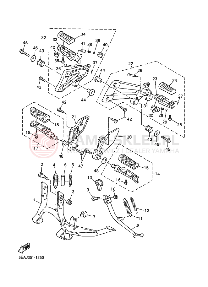 Schemat "Stopka postojowa i podnóżki" do Yamaha XJR1300