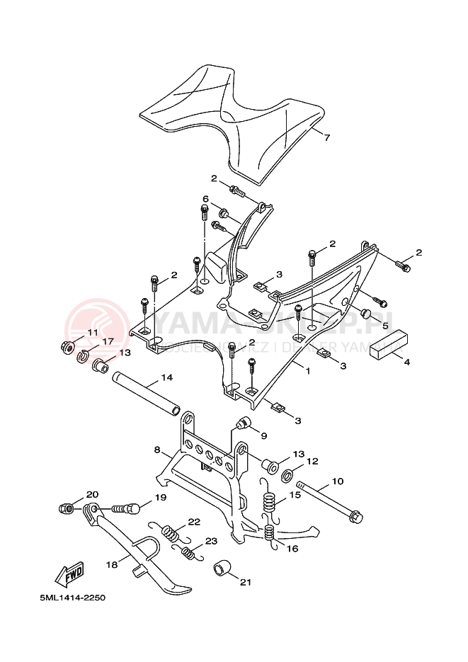 Schemat "Stopka postojowa i podnóżki" do Yamaha CYGNUS