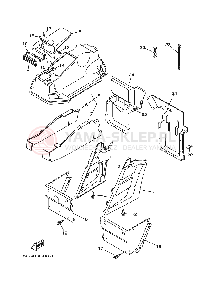 Schemat "Pokrywa boczna" do Yamaha RHINO