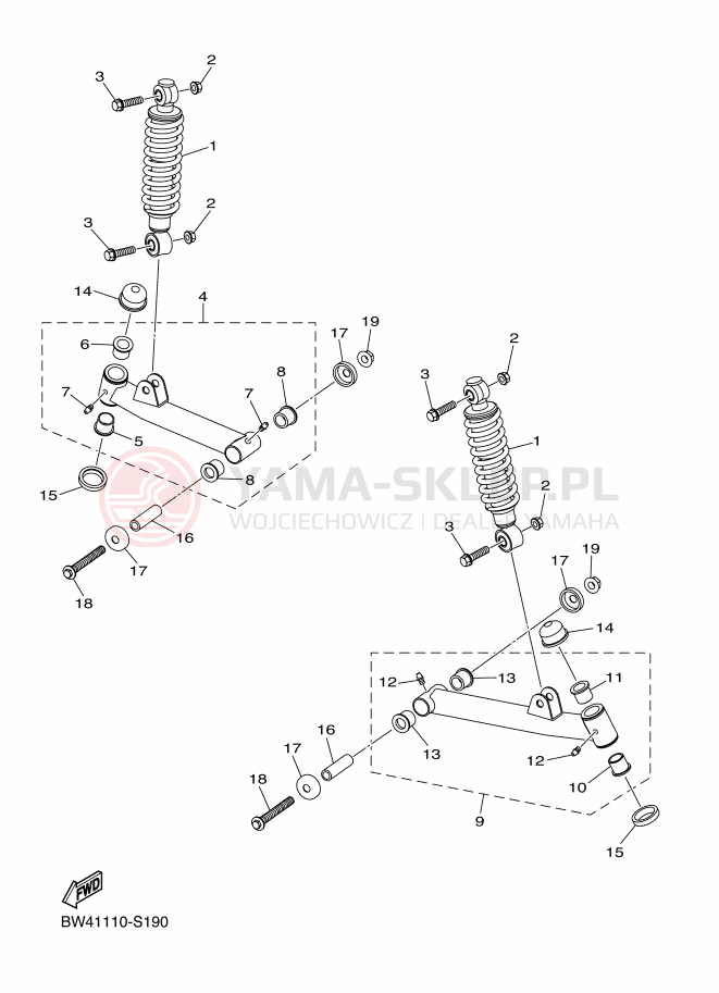 Schemat "Koło przód" do Yamaha YFZ50