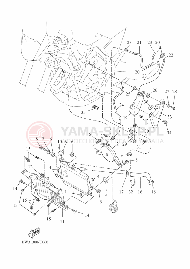 Schemat "Układ chlodzenia" do Yamaha TENERE 700 POLICE