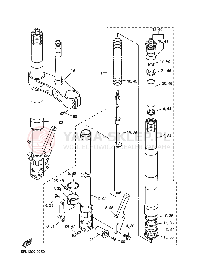 Schemat "Amortyzatory przód" do Yamaha YZF-R7 R7