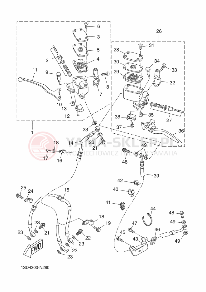 Schemat "Pompa hamulcowa przednia" do Yamaha X-MAX 400