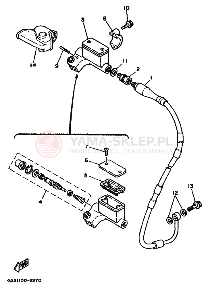 Schemat "Pompa hamulcowa przednia" do Yamaha WR500Z