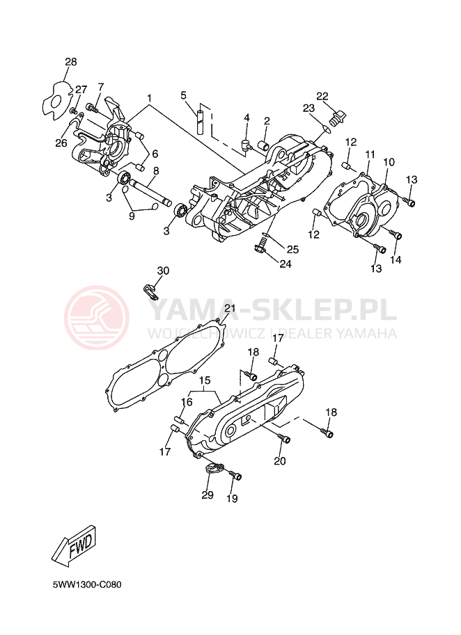 Schemat "Obudowa silnika" do Yamaha BWS