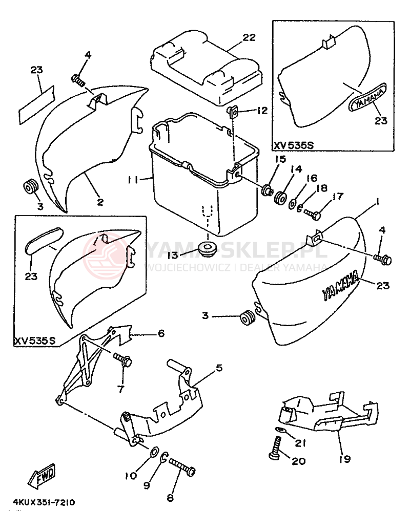 Schemat "Pokrywa boczna" do Yamaha XV535S VIRAGO