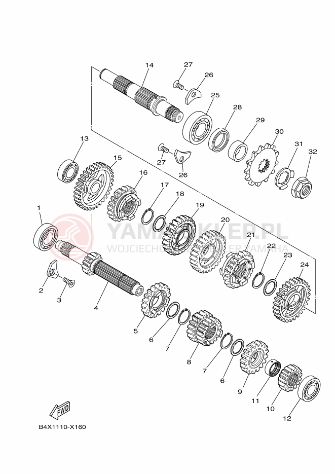 Schemat "Skrzynia biegów " do Yamaha YZ125