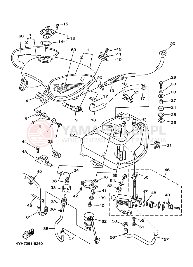 Schemat "zbiornik paliwa" do Yamaha XV535 VIRAGO