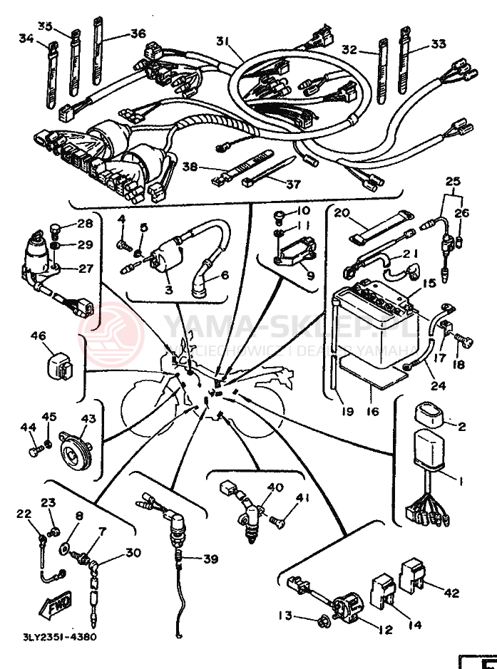 Schemat "układ elektryczny" do Yamaha TW200E
