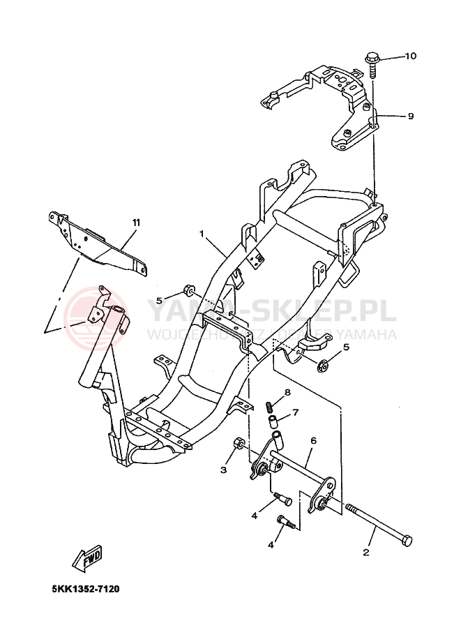 Schemat "RAMA" do Yamaha OVETTO 50