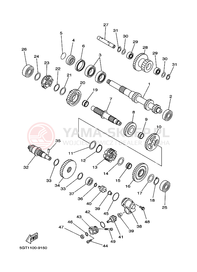 Schemat "Skrzynia biegów " do Yamaha YFM600FWA